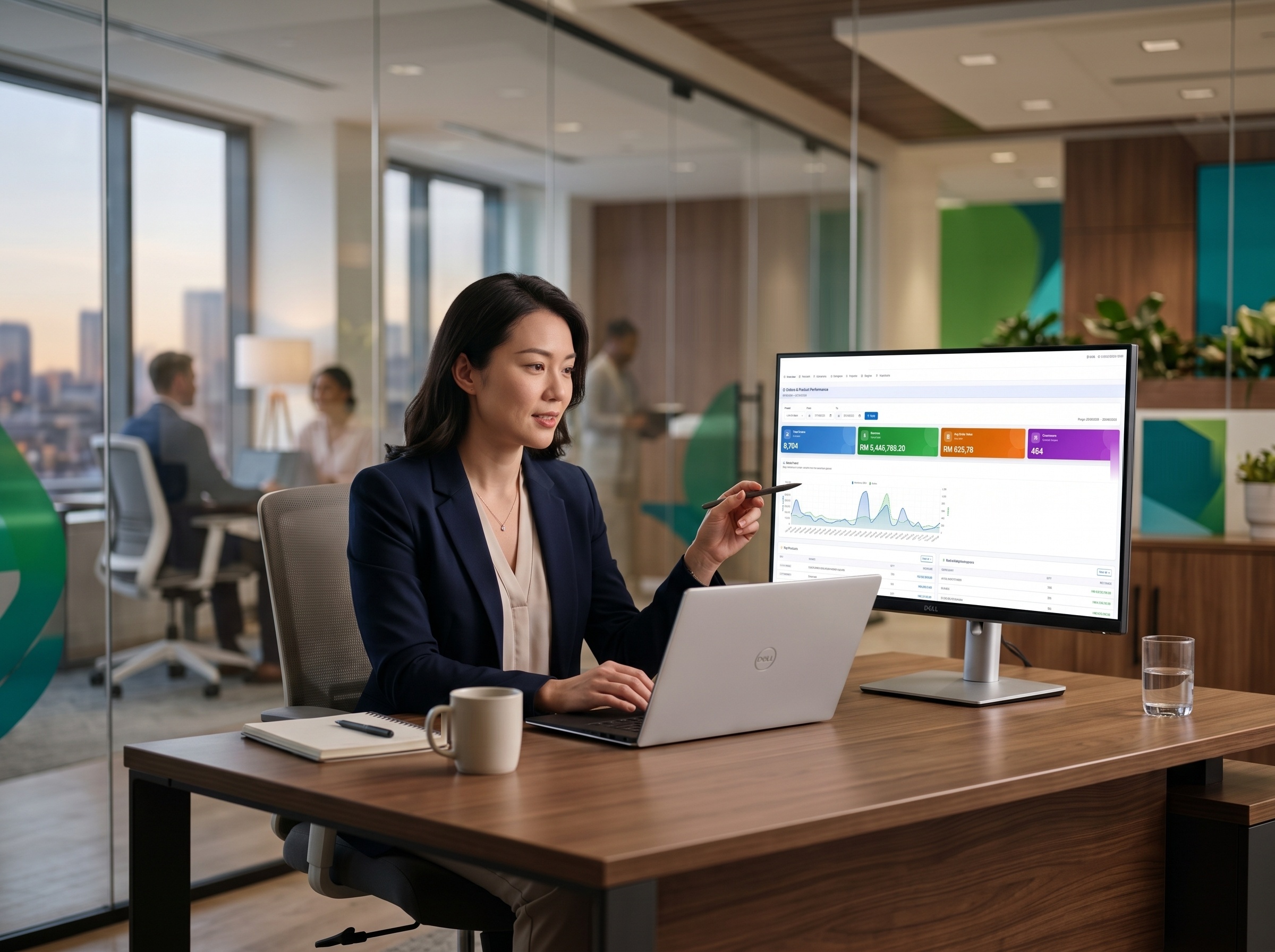 Executive analyst reviewing operational dashboard